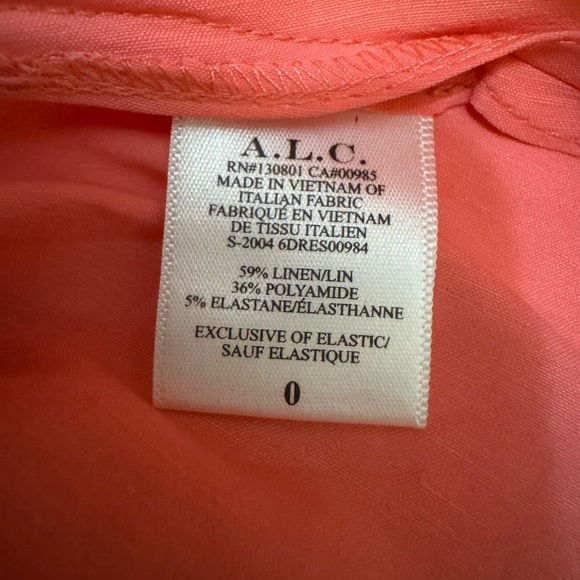 NWT! A.L.C. Mila Off-The-Shoulder Linen Mini Dress in Lychee Size 0/XS - Picture 9 of 12